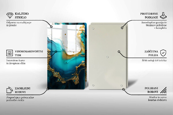 Főzőlap védő üveglap Türkiz absztrakció