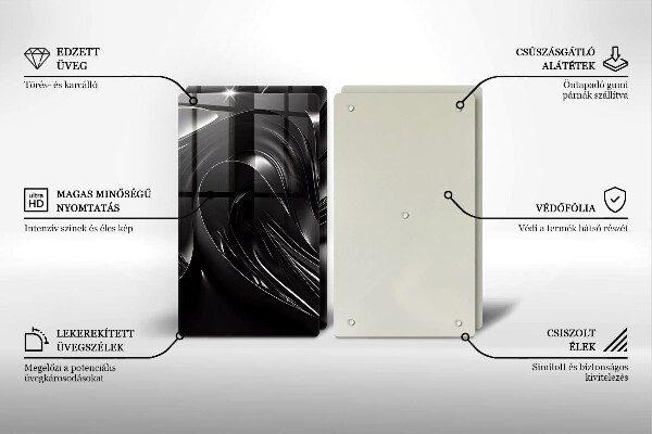 Főzőlap védő üveglap Absztrakt fekete massza