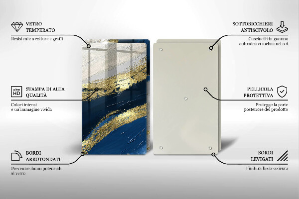 Főzőlap védő üveglap Textúra arannyal