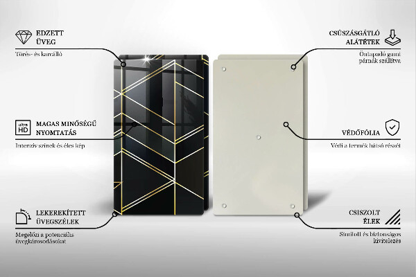 Főzőlap védő üveglap Absztrakt háromszögek