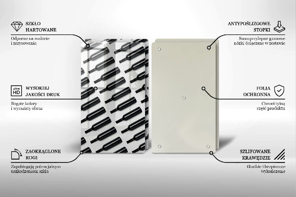 Főzőlap védő üveglap Fekete borosüvegek