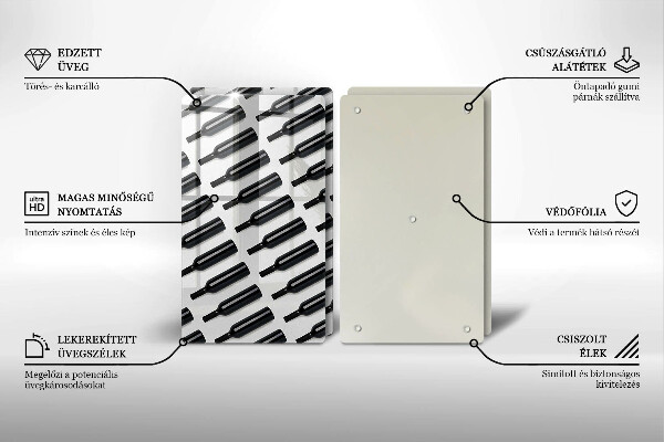 Főzőlap védő üveglap Fekete borosüvegek