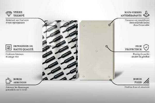 Főzőlap védő üveglap Fekete borosüvegek