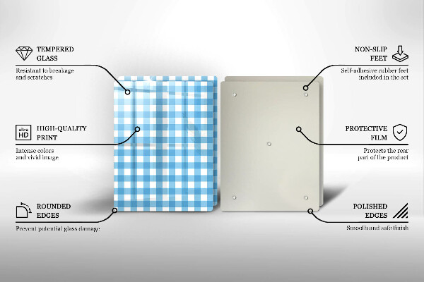 Főzőlap védő üveglap Kék-fehér kockás minta