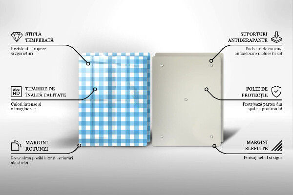 Főzőlap védő üveglap Kék-fehér kockás minta