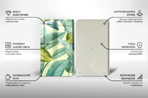 Főzőlap védő üveglap Zöld trópusi levelek