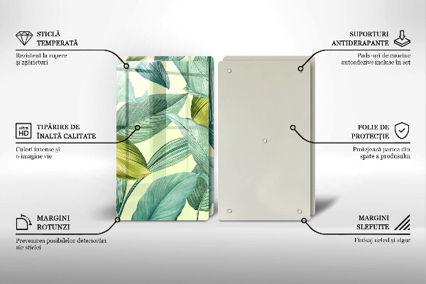 Főzőlap védő üveglap Zöld trópusi levelek