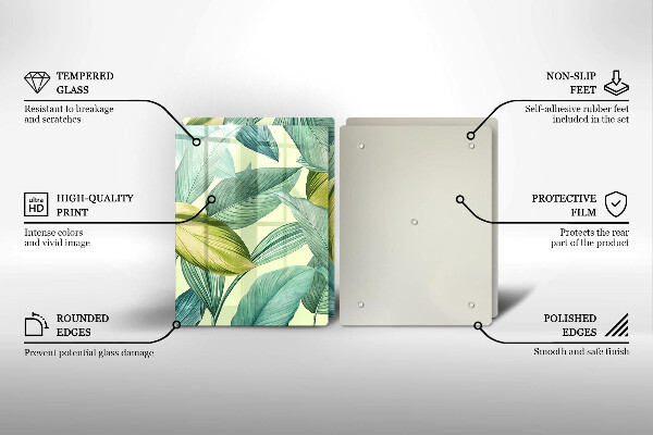 Főzőlap védő üveglap Zöld trópusi levelek