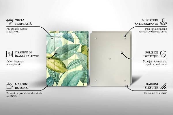 Főzőlap védő üveglap Zöld trópusi levelek