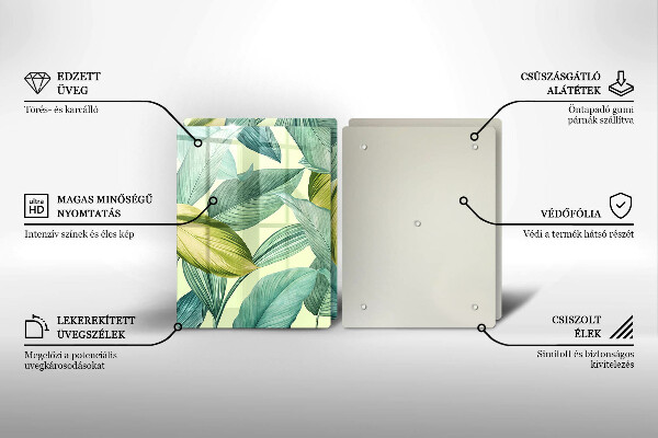 Főzőlap védő üveglap Zöld trópusi levelek