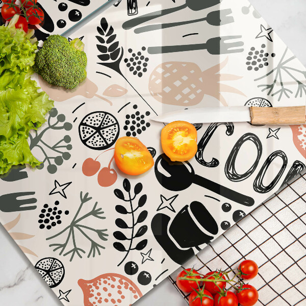 Főzőlap védő üveglap Rajzfilm konyhai motívum