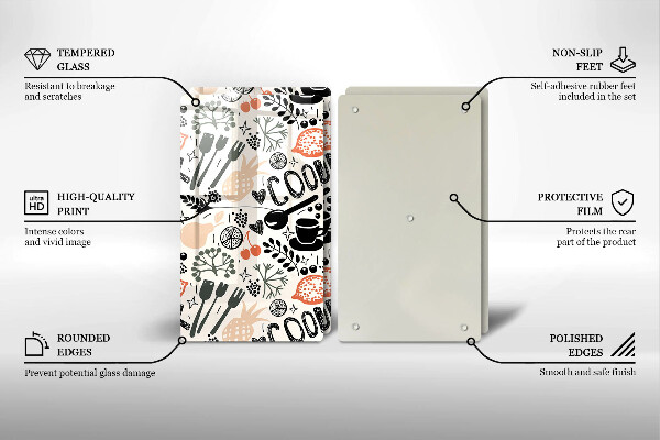 Főzőlap védő üveglap Rajzfilm konyhai motívum