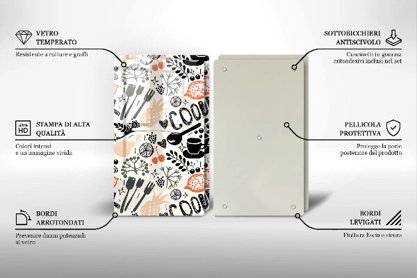 Főzőlap védő üveglap Rajzfilm konyhai motívum