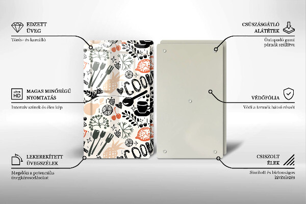 Főzőlap védő üveglap Rajzfilm konyhai motívum