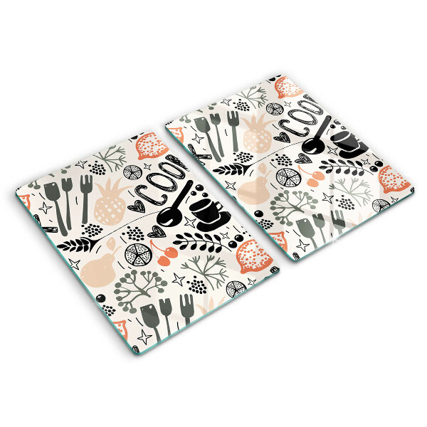 Főzőlap védő üveglap Rajzfilm konyhai motívum