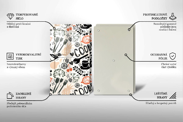 Főzőlap védő üveglap Rajzfilm konyhai motívum