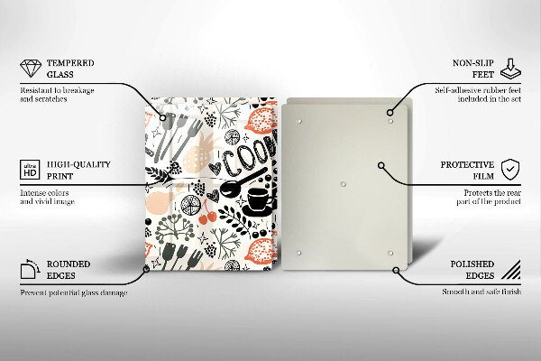 Főzőlap védő üveglap Rajzfilm konyhai motívum