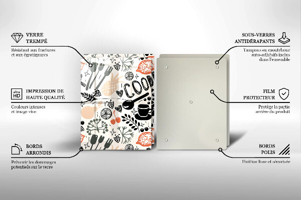 Főzőlap védő üveglap Rajzfilm konyhai motívum