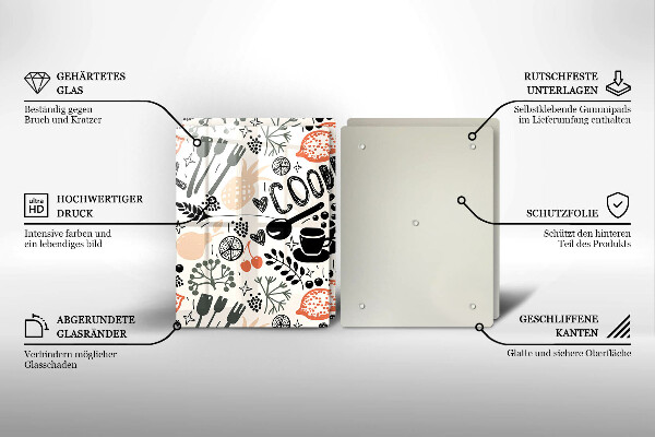 Főzőlap védő üveglap Rajzfilm konyhai motívum