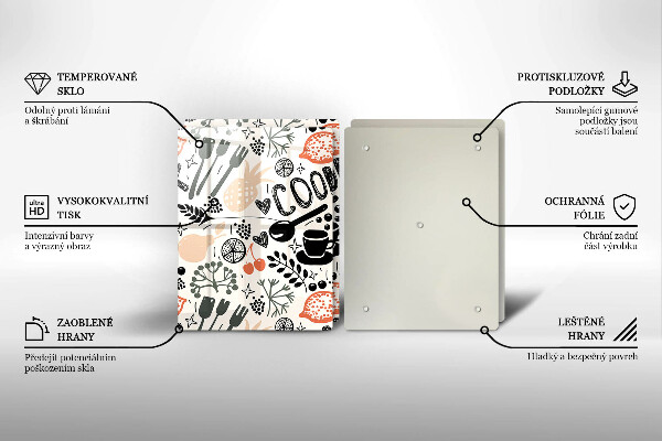 Főzőlap védő üveglap Rajzfilm konyhai motívum