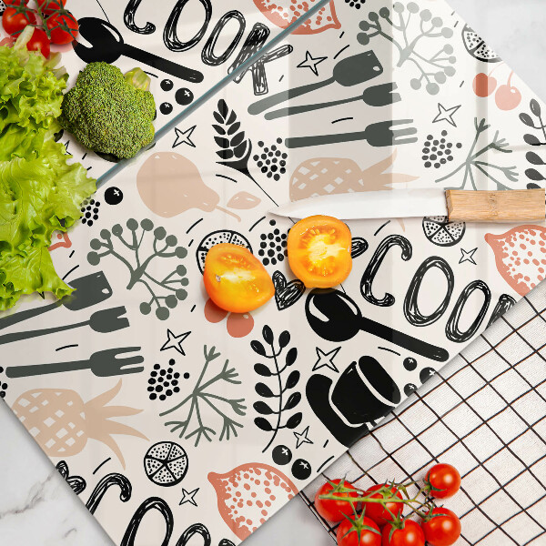Főzőlap védő üveglap Rajzfilm konyhai motívum