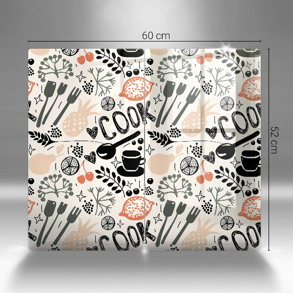 Főzőlap védő üveglap Rajzfilm konyhai motívum
