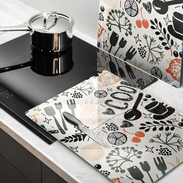 Főzőlap védő üveglap Rajzfilm konyhai motívum