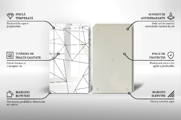 Főzőlap védő üveglap Fehér háromszögek