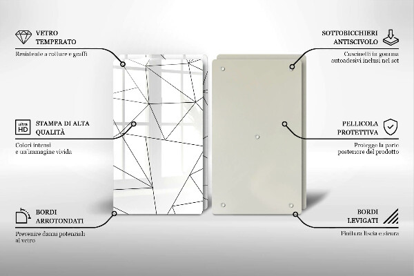 Főzőlap védő üveglap Fehér háromszögek