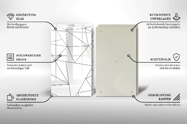 Főzőlap védő üveglap Fehér háromszögek