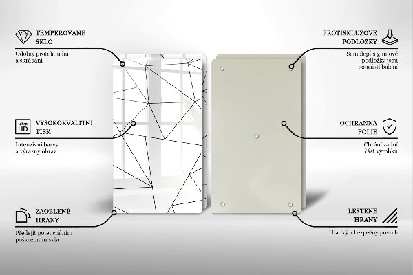 Főzőlap védő üveglap Fehér háromszögek