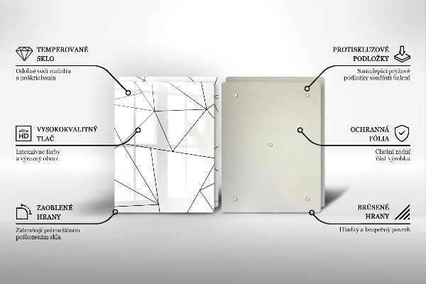 Főzőlap védő üveglap Fehér háromszögek