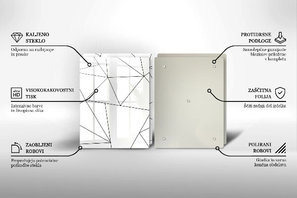 Főzőlap védő üveglap Fehér háromszögek