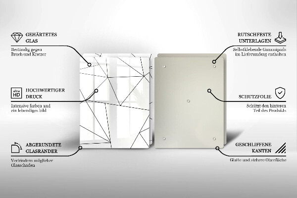 Főzőlap védő üveglap Fehér háromszögek