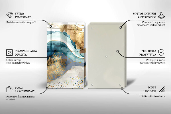 Főzőlap védő üveglap Színes márvány