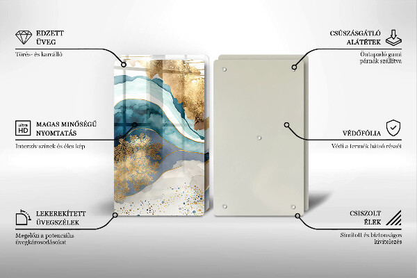 Főzőlap védő üveglap Színes márvány