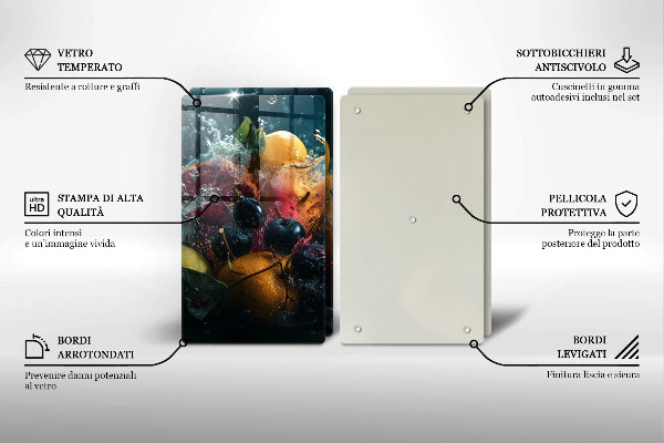 Főzőlap védő üveglap Gyümölcsök vízben