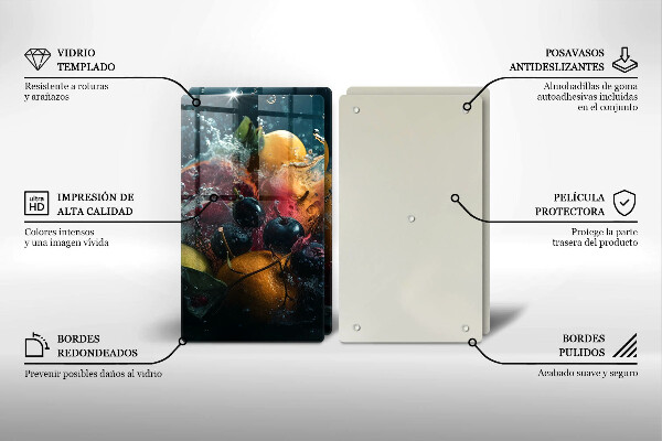 Főzőlap védő üveglap Gyümölcsök vízben