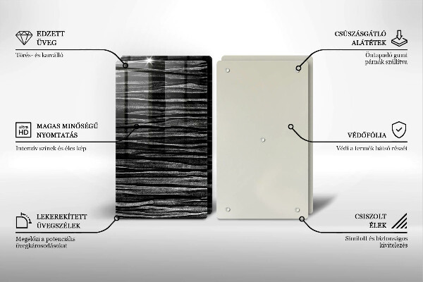 Főzőlap védő üveglap Fekete absztrakció