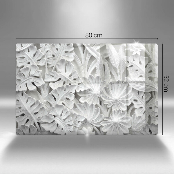 Főzőlap védő üveglap Fehér virágok