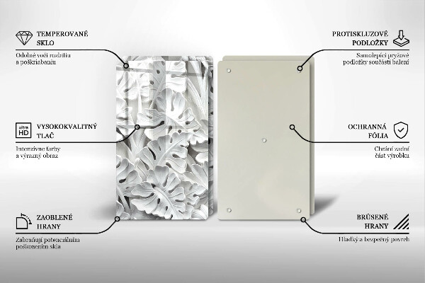 Főzőlap védő üveglap Fehér virágok