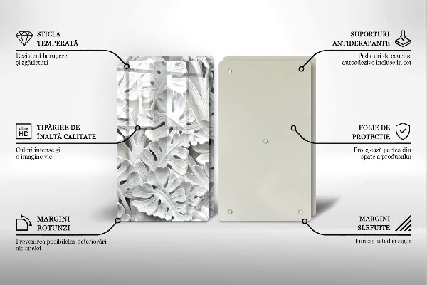 Főzőlap védő üveglap Fehér virágok