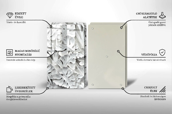 Főzőlap védő üveglap Fehér virágok