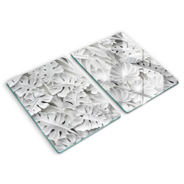 Főzőlap védő üveglap Fehér virágok