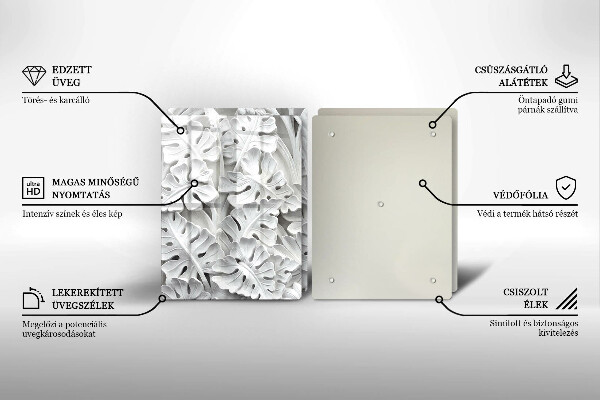 Főzőlap védő üveglap Fehér virágok