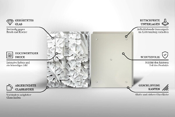 Főzőlap védő üveglap Fehér virágok