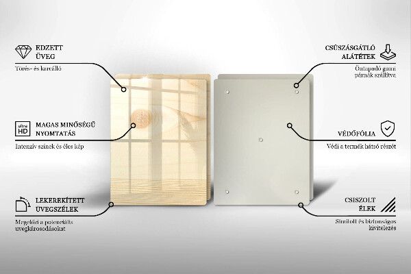 Főzőlap védő üveglap Fa deszka