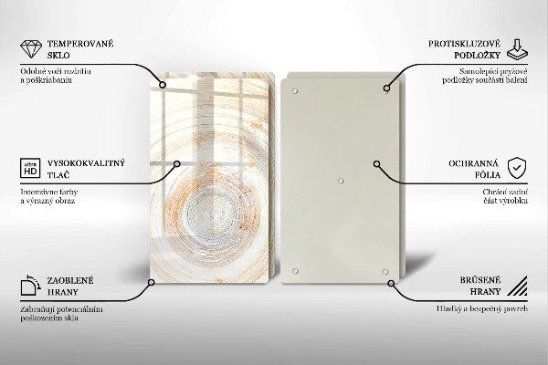 Főzőlap védő üveglap Fa textúra