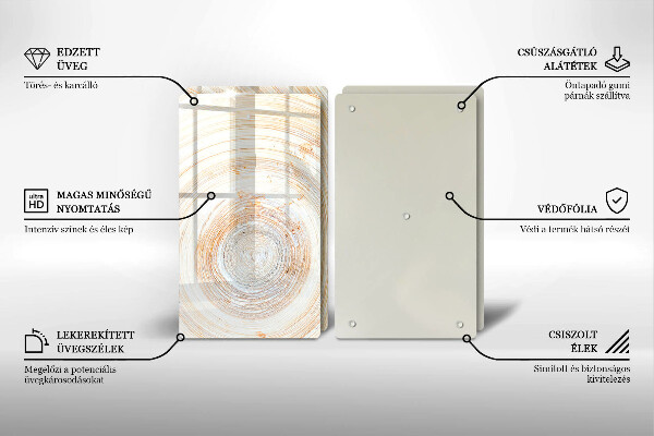 Főzőlap védő üveglap Fa textúra