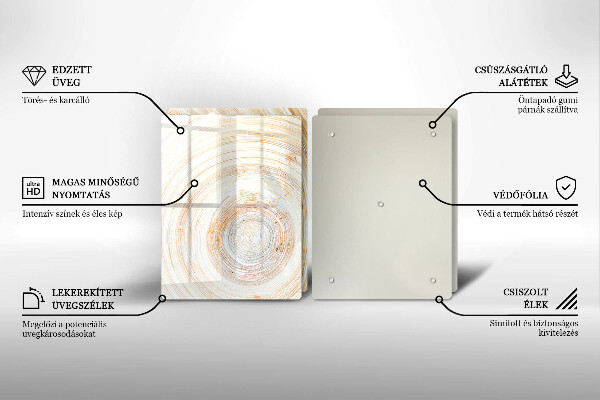 Főzőlap védő üveglap Fa textúra